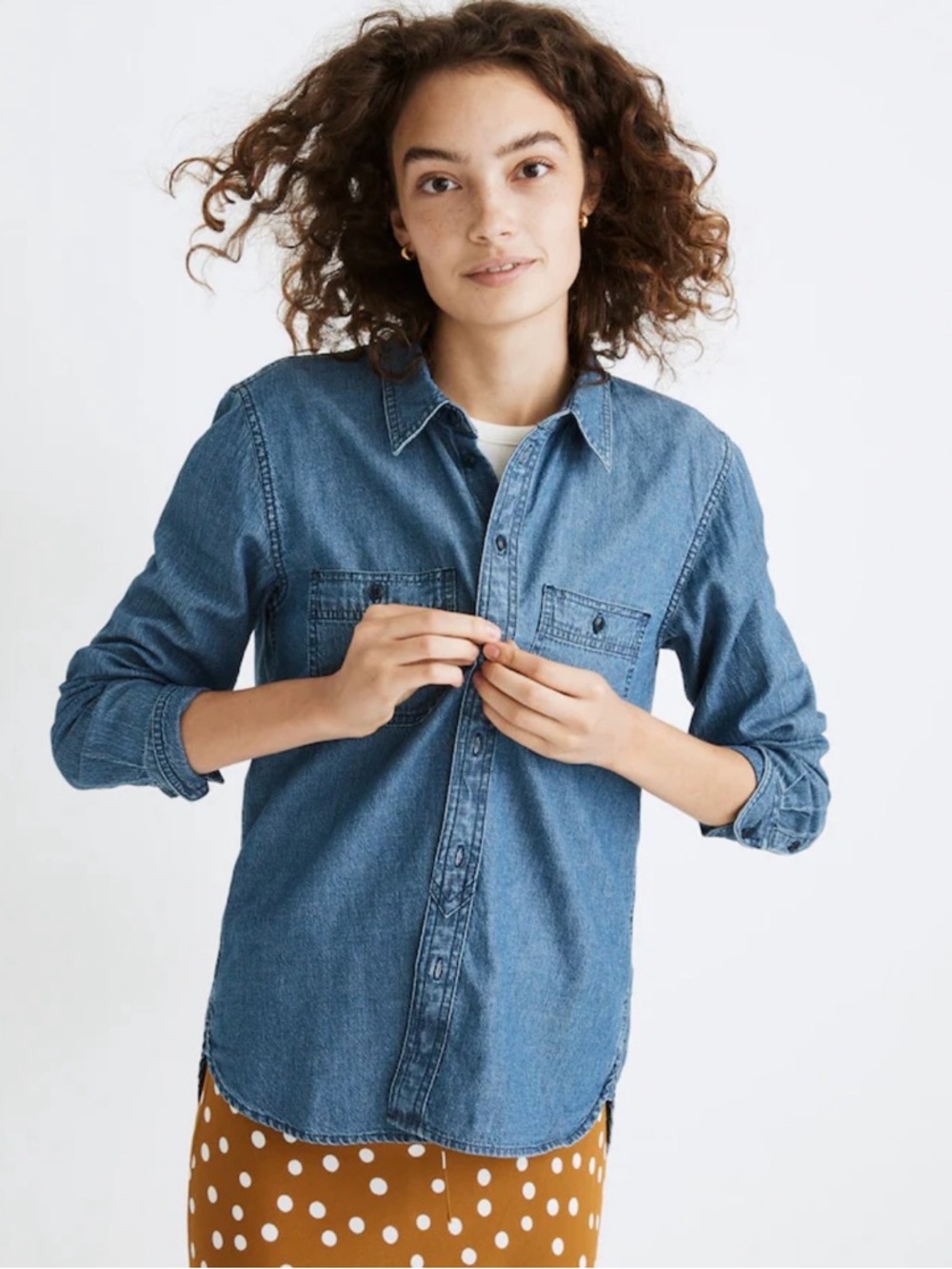 Madewell Medium Blue Denim Button-Down Shirt